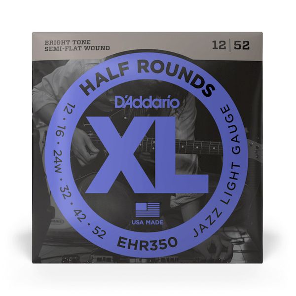 D'Addario EHR350 Half Rounds Jazz Light El. Gitar Strenger (12-52)