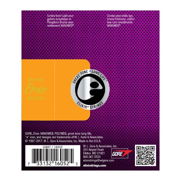 Elixir Phosphor Bronze Nanoweb Light 12-53
