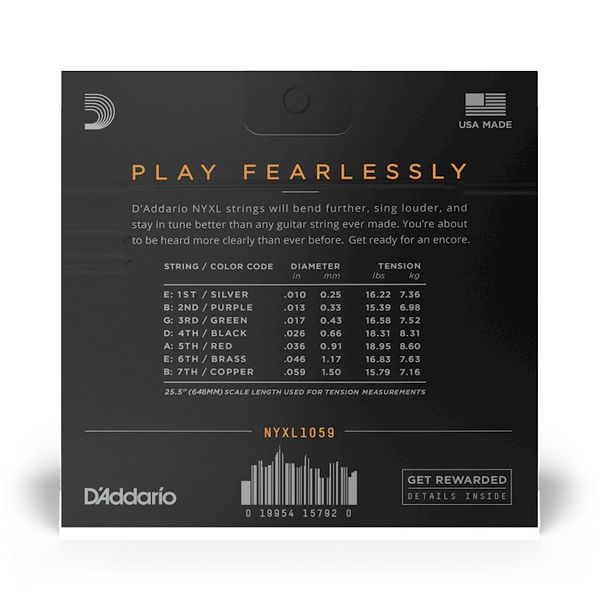 D'Addario NYXL1059 El. Gitar 7-strengssett (10-59)